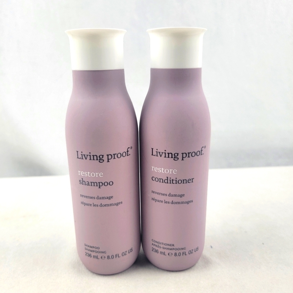 NWT Living Proof restore shampoo and conditioner reverses damage 8 fl oz each